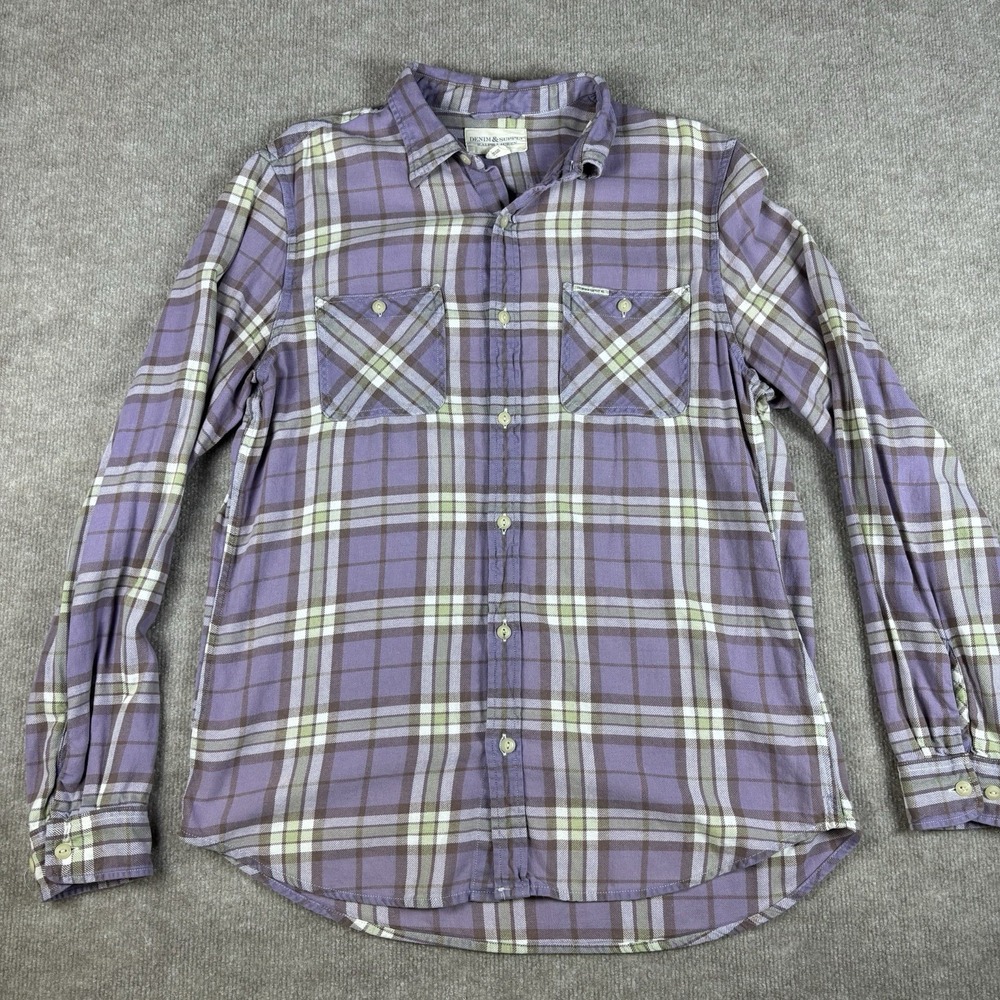 Denim & Supply Ralph Lauren Womens L Purple Plaid Button Shirt Cotton